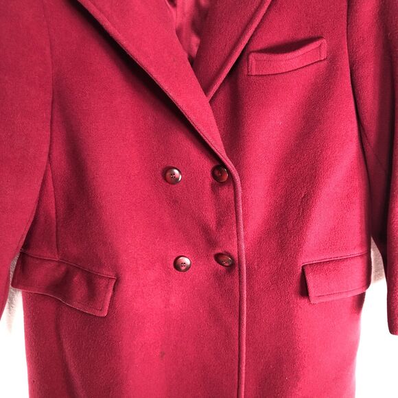 Pendleton Vintage Trench Coat Womens Size 14 Maroon Red 100% Wool Made in USA - Picture 9 of 14